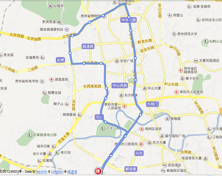 貴陽(yáng)市公交2路路線(xiàn)地圖