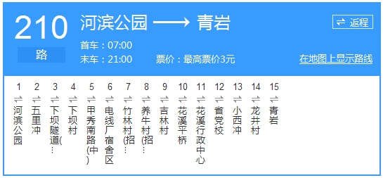 貴陽公交210路路線示意圖