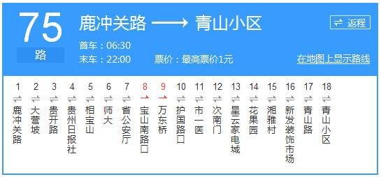 貴陽(yáng)公交75路路線示意圖